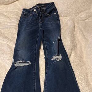American Eagle Outfitters Women's Dark Blue Flare Jeans